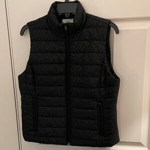 LOFT Floral Quilted Black Puffer Vest